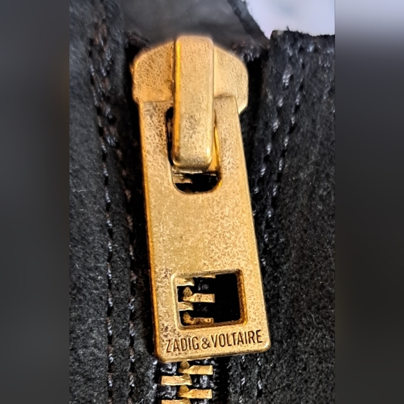 NWOT Zadig & Voltaire Black Suede Chunky Goth Moto Bootie Boot Heel Shoe SZ 7.5 - Picture 8 of 10